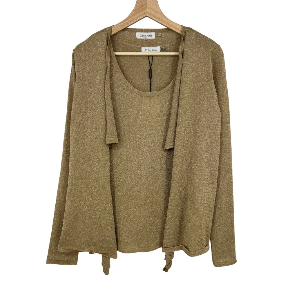 Calvin Klein Metallic Gold Sweater Tank Set